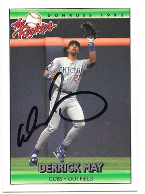 Derrick May Signed 1992 Donruss Rookies Baseball Card - Chicago Cubs