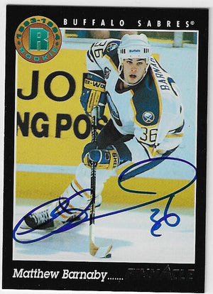 Matthew Barnaby Signed 1993-94 Pinnacle Hockey Card - Buffalo Sabres