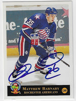 Matthew Barnaby Signed 1994 Classic Pro Prospects Hockey Card - Rochester Americans