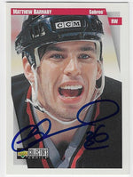 Matthew Barnaby Signed 1997-98 Collector's Choice Hockey Card - Buffalo Sabres
