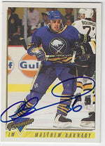 Matthew Barnaby Signed 1993-94 Topps Premier Hockey Card - Buffalo Sabres