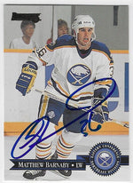 Matthew Barnaby Signed 1995-96 Donruss Hockey Card - Buffalo Sabres