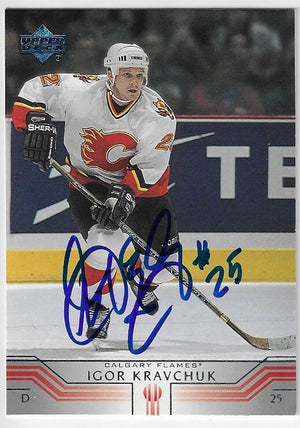 Igor Kravchuk Signed 2001-02 Upper Deck Hockey Card - Calgary Flames