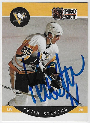 Kevin Stevens Signed 1990-91 Pro Set Hockey Card - Pittsburgh Penguins