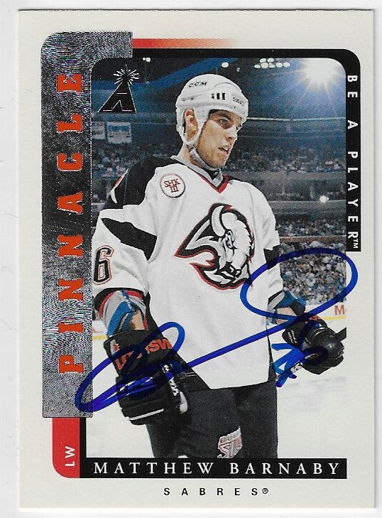 Matthew Barnaby Signed 1996-97 Pinnacle Be A Player Hockey Card - Buffalo Sabres