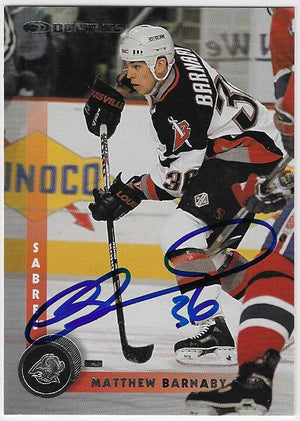 Matthew Barnaby Signed 1997-98 Donruss Hockey Card - Buffalo Sabres