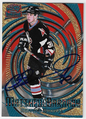 Matthew Barnaby Signed 1997-98 Pacific Revolution Hockey Card - Buffalo Sabres