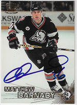 Matthew Barnaby Signed 1997-98 Pacific Crown Collection Hockey Card - Buffalo Sabres