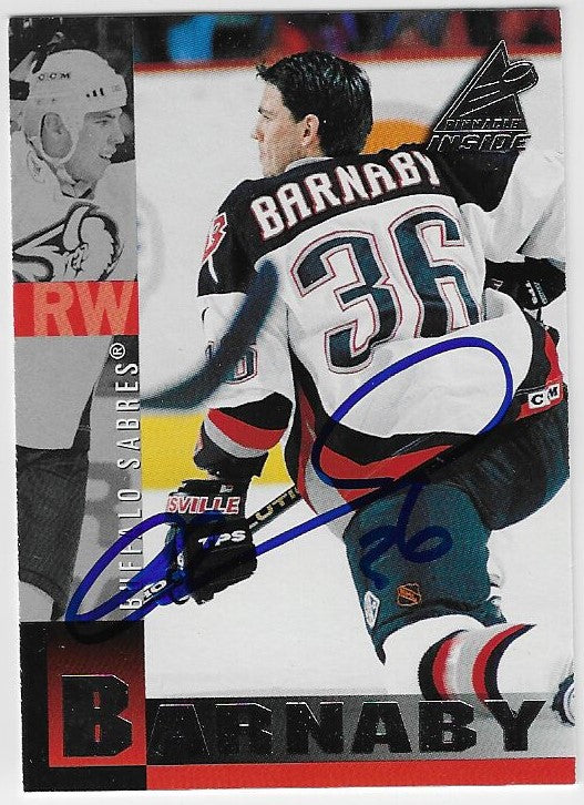 Matthew Barnaby Signed 1997-98 Pinnacle Inside Hockey Card - Buffalo Sabres