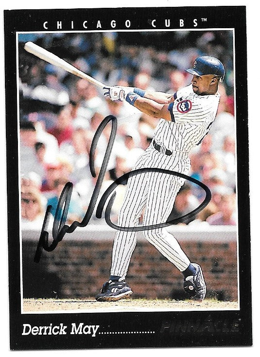 Derrick May Signed 1993 Pinnacle Baseball Card - Chicago Cubs