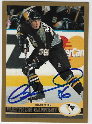 Matthew Barnaby Signed 1999-00 O-Pee-Chee Hockey Card - Pittsburgh Penguins