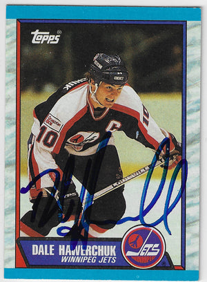 Dale Hawerchuk Signed 1989-90 Topps Hockey Card - Winnipeg Jets