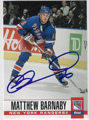 Matthew Barnaby Signed 2003-04 Pacific Hockey Card - New York Rangers