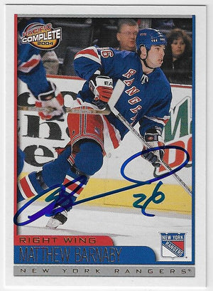 Matthew Barnaby Signed 2003-04 Pacific Complete Hockey Card - New York Rangers