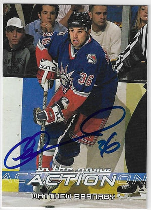 Matthew Barnaby Signed 2003-04 In The Game Action Hockey Card - New York Rangers