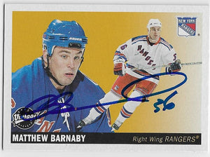 Matthew Barnaby Signed 2002-03 Upper Deck Vintage Hockey Card - New York Rangers
