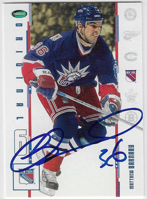 Matthew Barnaby Signed 2003-04 Parkhurst Original Six Hockey Card - New York Rangers