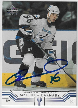 Matthew Barnaby Signed 2001-02 Upper Deck Hockey Card - Tampa Bay Lightning