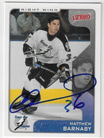 Matthew Barnaby Signed 2001-02 Upper Deck Victory Hockey Card - Tampa Bay Lightning