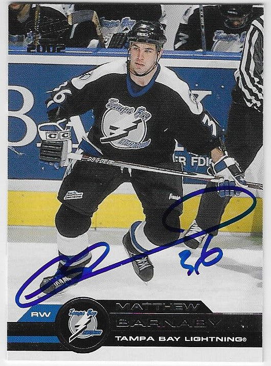 Matthew Barnaby Signed 2001-02 Pacific Hockey Card - Tampa Bay Lightning