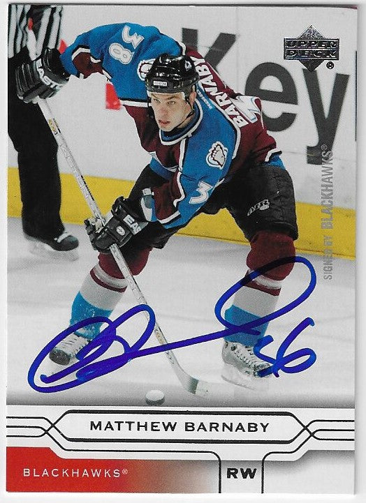 Matthew Barnaby Signed 2004-05 Upper Deck Hockey Card - Chicago Blackhawks