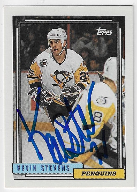 Kevin Stevens Signed 1992-93 Topps Hockey Card - Pittsburgh Penguins