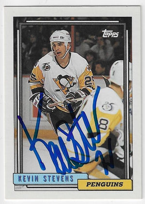 Kevin Stevens Signed 1992-93 Topps Hockey Card - Pittsburgh Penguins