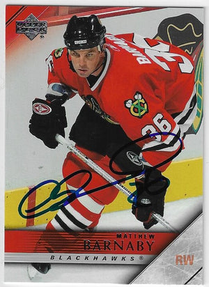 Matthew Barnaby Signed 2005-06 Upper Deck Hockey Card - Chicago Blackhawks