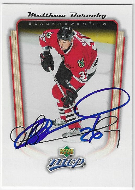 Matthew Barnaby Signed 2005-06 Upper Deck MVP Hockey Card - Chicago Blackhawks
