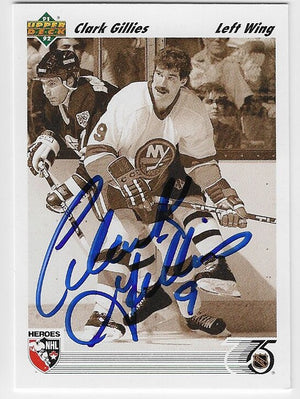 Clark Gillies Signed 1991-92 Upper Deck Hockey Card - New York Islanders