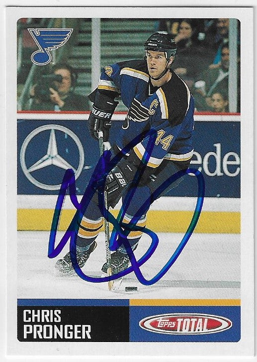 Chris Pronger Signed 2002-03 Topps Total Hockey Card - St Louis Blues