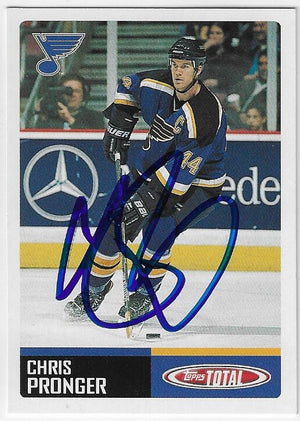 Chris Pronger Signed 2002-03 Topps Total Hockey Card - St Louis Blues