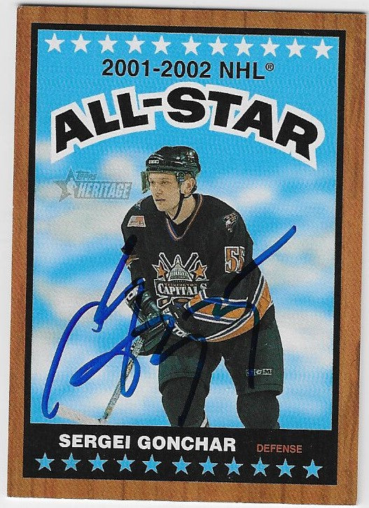 Sergei Gonchar Signed 2002-03 Topps Heritage Hockey Card - Washington Capitals