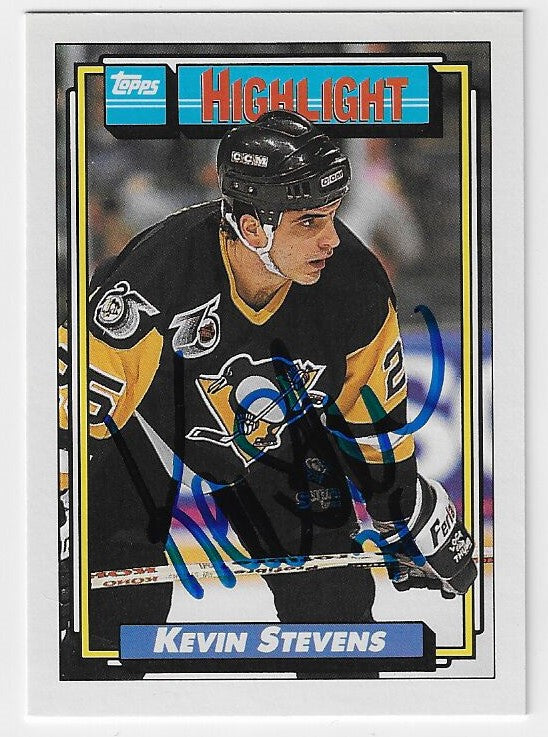 Kevin Stevens Signed 1992-93 Topps Highlight Hockey Card - Pittsburgh Penguins