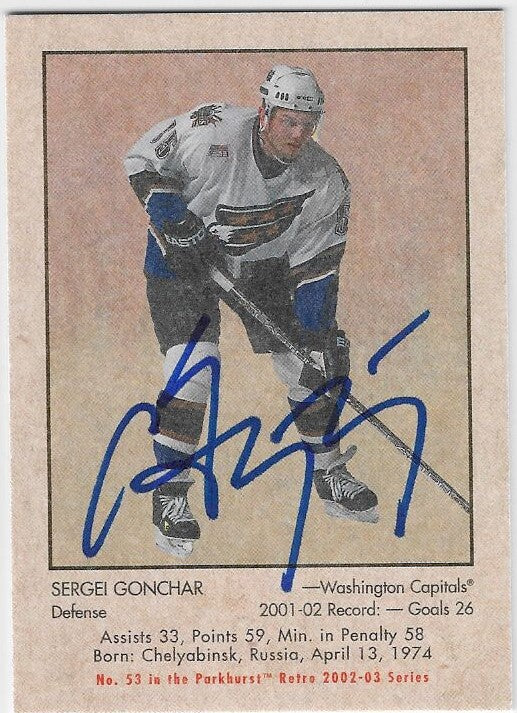 Sergei Gonchar Signed 2002-03 Parkhurst Retro Hockey Card - Washington Capitals
