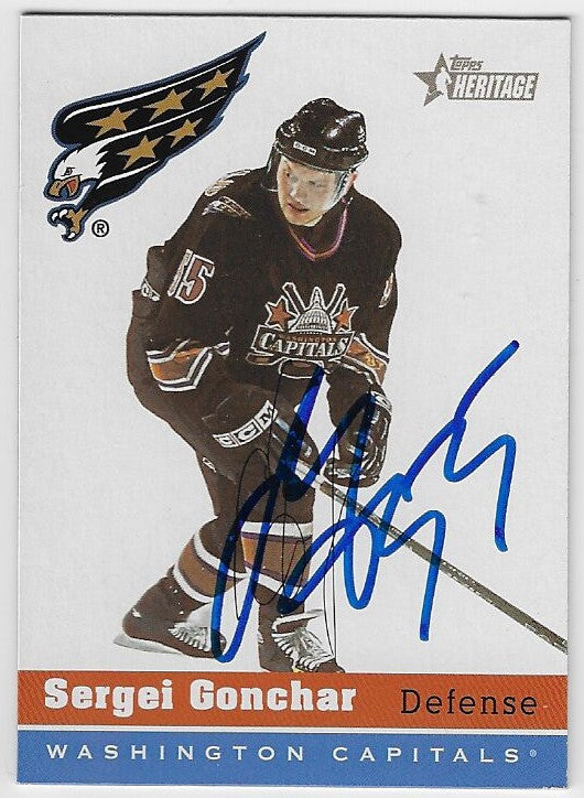 Sergei Gonchar Signed 2000-01 Topps Heritage Hockey Card - Washington Capitals