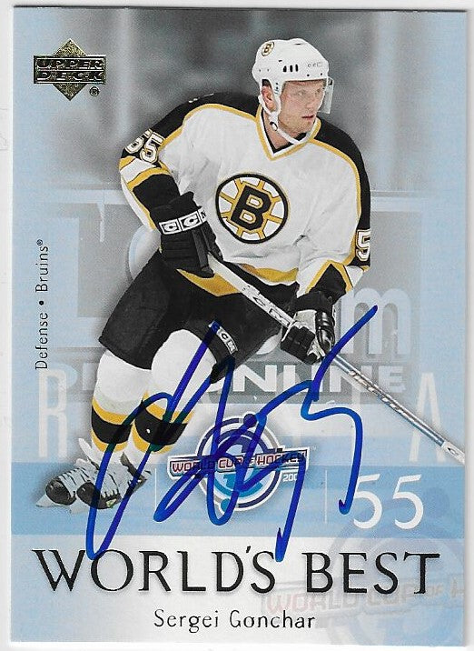 Sergei Gonchar Signed 2004-05 Upper Deck World's Best Hockey Card - Boston Bruins