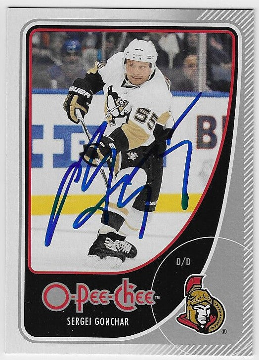 Sergei Gonchar Signed 2010-11 O-Pee-Chee Hockey Card - Ottawa Senators
