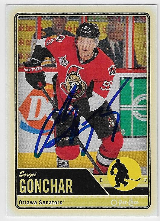 Sergei Gonchar Signed 2012-13 O-Pee-Chee Hockey Card - Ottawa Senators