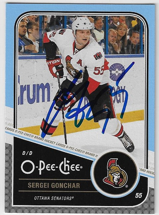 Sergei Gonchar Signed 2011-12 O-Pee-Chee Hockey Card - Ottawa Senators