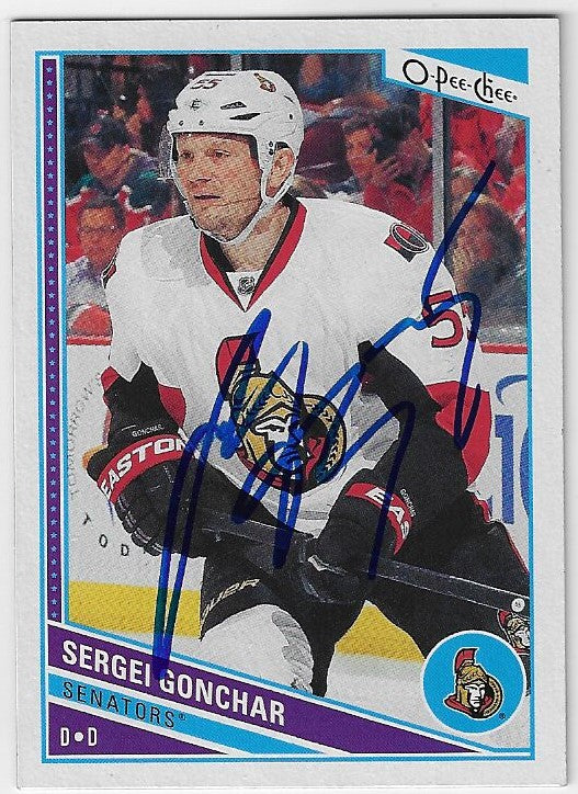 Sergei Gonchar Signed 2013-14 O-Pee-Chee Hockey Card - Ottawa Senators