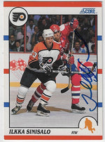 Ilkka Sinisalo Signed 1990-91 Score (American) Hockey Card - Philadelphia Flyers