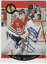 Greg Millen Signed 1990-91 Pro Set Hockey Card - Chicago Blackhawks