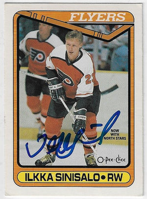 Ilkka Sinisalo Signed 1991-92 O-Pee-Chee Hockey Card - Philadelphia Flyers