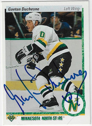 Gaetan Duchesne Signed 1990-91 Upper Deck Hockey Card - Minnesota North Stars