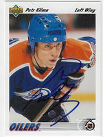 Petr Klima Signed 1991-92 Upper Deck Hockey Card - Edmonton Oilers