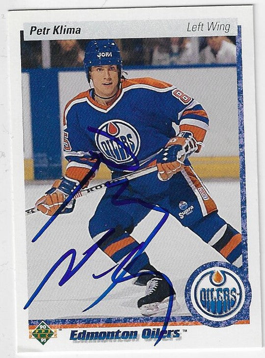 Petr Klima Signed 1990-91 Upper Deck Hockey Card - Edmonton Oilers