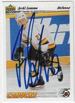 Jyrki Lumme Signed 1991-92 Upper Deck Hockey Card - Vancouver Canucks