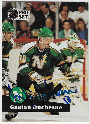 Gaetan Duchesne Signed 1991-92 Pro Set Hockey Card - Minnesota North Stars