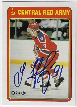 Sergei Fedorov Signed 1990-91 O-Pee-Chee Russians Insert Hockey Card - Central Red Army (READ description)